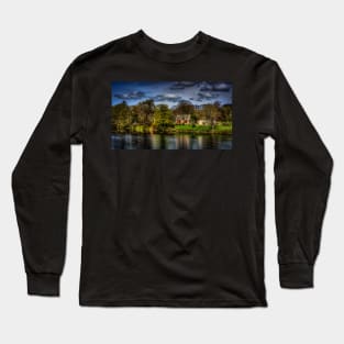 Cottage Along The River Tyne At Hexham Long Sleeve T-Shirt